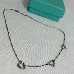 Authentic TIFFANY & CO sterling silver triple heart necklace with box